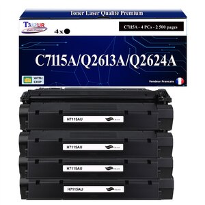T3AZUR -4x Toners compatibles avec HP C7115A pour LaserJet 1000  1005  1200  1200N  1200SE  1220  1220SE  3300  3310 MFP  3320 MFP  3320N MFP  3330 MFP  3380