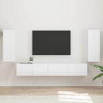 vidaXL Ensemble meuble TV 4 Pièces Blanc brillant Bois d'ingénierie