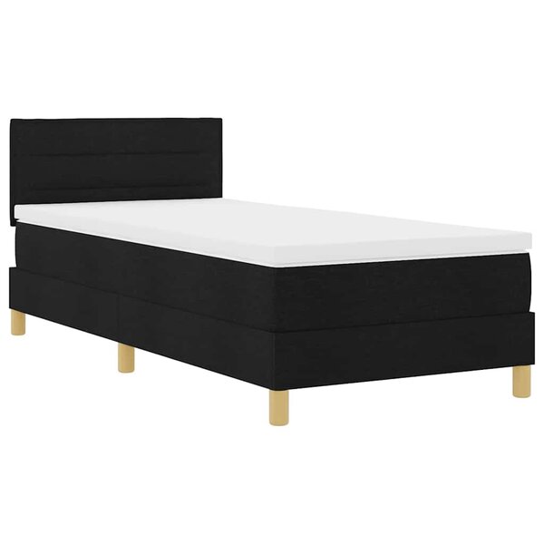 vidaXL Lit à sommier tapissier avec matelas et LED noir 100x200 cm en tissu