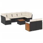 vidaXL Salon de jardin 10 Pièces avec coussins noir résine tressée