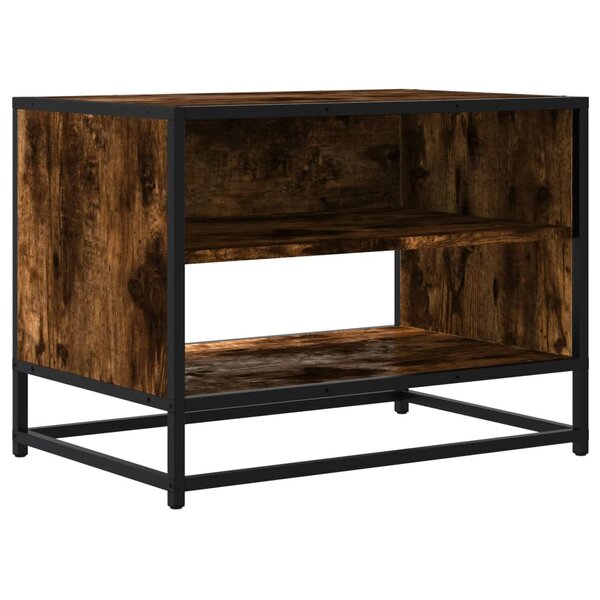 vidaXL Meuble TV chêne fumé 61x40x46 cm bois d'ingénierie et métal