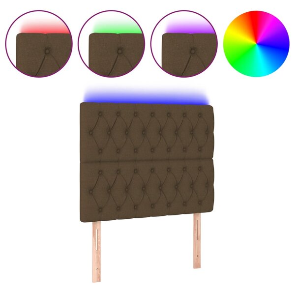 vidaXL Tête de lit à LED Marron foncé 90x7x118/128 cm Tissu