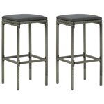 vidaXL Tabourets de bar avec coussins lot de 2 gris résine tressée