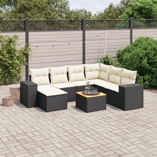 vidaXL Salon de jardin 8 Pièces avec coussins noir résine tressée