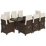 vidaXL Ensemble à manger de jardin et coussins 9 Pièces marron poly rotin
