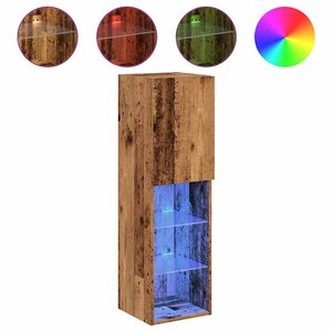 vidaXL Meubles TV avec lumières LED 2 Pièces vieux bois 30 5x30x102 cm