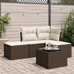 vidaXL Salon de jardin avec coussins 5 Pièces marron résine tressée