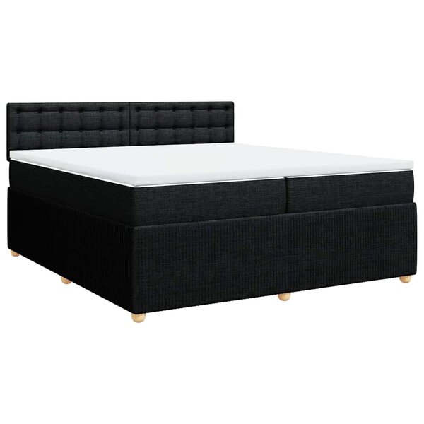 vidaXL Sommier à lattes de lit avec matelas Noir 200x200 cm Tissu