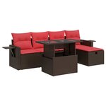 vidaXL Salon de jardin 6 Pièces avec coussins noir résine tressée acacia