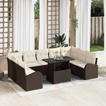 vidaXL Ensemble de canapé de jardin 10 Pièces Marron et crème