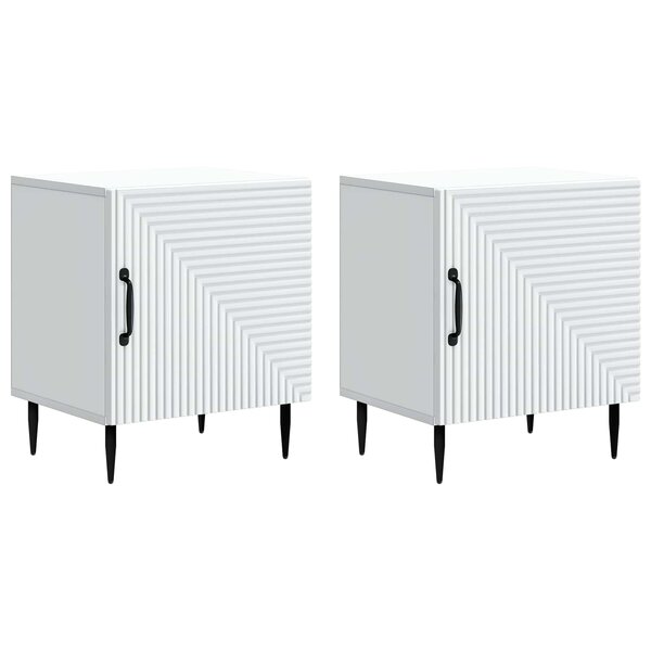 vidaXL Cabinet de chevet 2 Pièces Blanc 43 x 34 5 x 50 cm