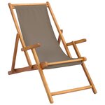 vidaXL Chaise de plage Taupe Bois de teck massif