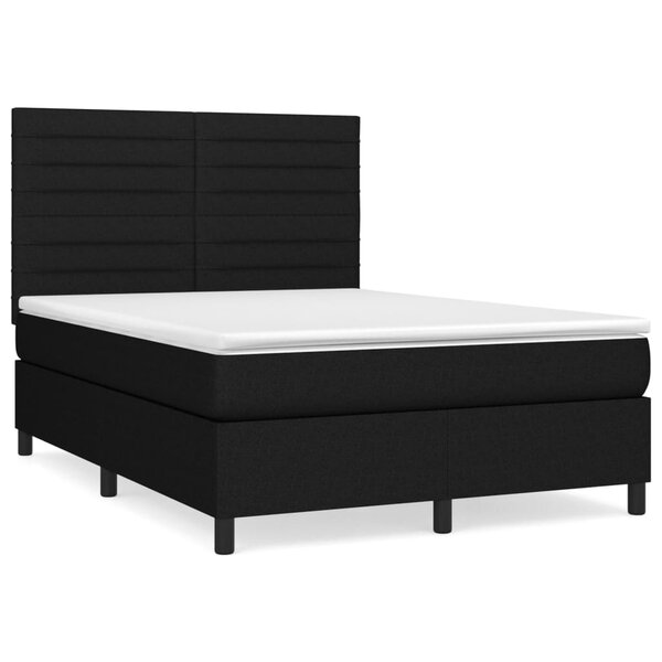 vidaXL Sommier à lattes de lit avec matelas Noir 140x190 cm Tissu