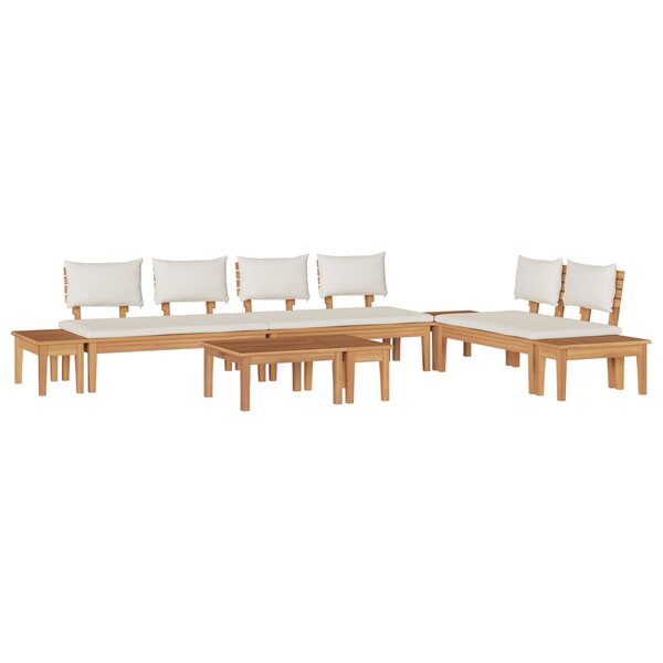 vidaXL Ensemble de banc de jardin 5 Pièces Marron et Crème