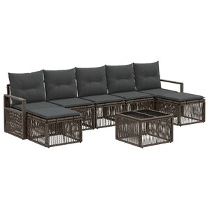 vidaXL Ensemble de canapé de jardin 8 Pièces Gris polyrotin