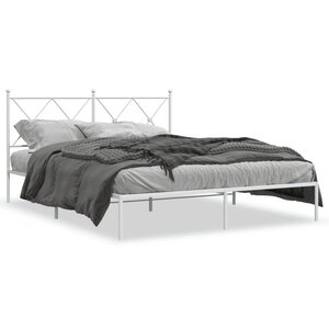 vidaXL Cadre de lit métal sans matelas et tête de lit blanc 160x200 cm
