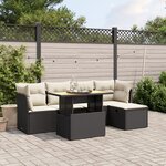 vidaXL Salon de jardin 6 Pièces avec coussins noir résine tressée