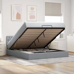 vidaXL Lit ottoman avec matelas et LED Gris clair 180x200 cm tissu