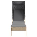 vidaXL Chaise longue avec auvent beige résine tressée