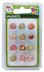 Magnet époxy mini Ø12mm Coeur et motifs 12 pièces