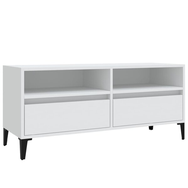 vidaXL Meuble TV blanc 100x34 5x44 5 cm bois d'ingénierie
