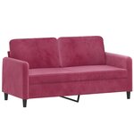 vidaXL Canapé 2 places avec oreillers bordeaux 140 cm velours