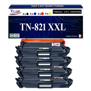T3AZUR- 4x Toners compatibles avec Brother TN 821 XXL pour Brother HL-L9430CDN HL-L9470CDN MFC-L9630CDN MFC-L9670CDN Noir