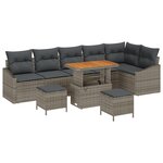 vidaXL Ensemble de jardin 9 pièces avec coussins gris en rotin et acacia.