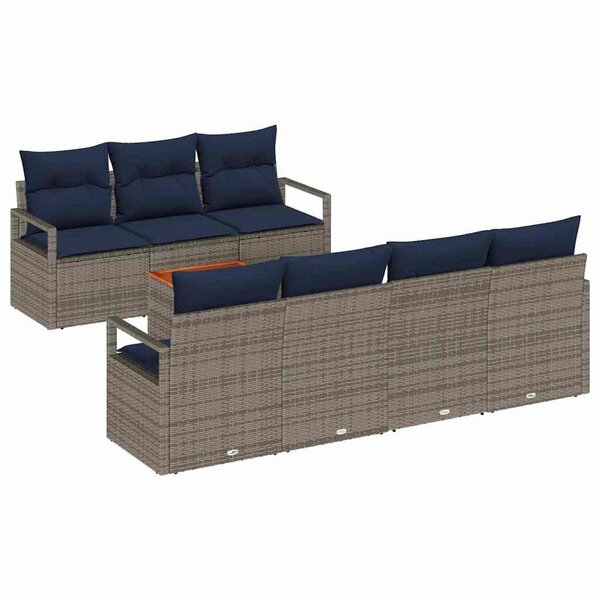 vidaXL Ensemble de canapé de jardin avec coussin 8 Pièces Gris polyrotin