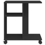 vidaXL Table d'appoint avec roues noir 50x30x55 cm bois d'ingénierie