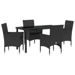 vidaXL Ensemble de salle à manger pour jardin 5 Pièces Noir Poly rotin