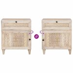 vidaXL Table de chevet Beige 50 x 33 x 60 cm bois de manguier massif