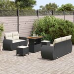 vidaXL Ensemble de canapé de jardin 8 Pièces Noir et Crème polyrotin