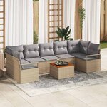 vidaXL Ensemble de canapé de jardin 8 Pièces Beige Poly rotin