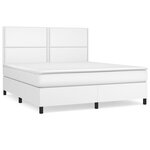 vidaXL Sommier à lattes de lit avec matelas Blanc 160x200cm Similicuir