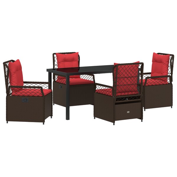 vidaXL Set de Dîner de Jardin 5 Pièces Rattan Poly Marron