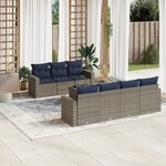 vidaXL Salon de jardin 8 Pièces avec coussins gris résine tressée