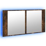 vidaXL Armoire à miroir à LED de bain chêne fumé 90x12x45 cm acrylique