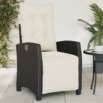vidaXL Chaises inclinables de jardin lot de 2 repose-pied noir rotin