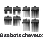 Tondeuse cheveux Lames en inox - 8 guides de coupe - de 1 à 25 mm