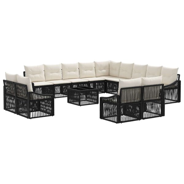 vidaXL Ensemble de canapé de jardin 14 Pièces Noir polyrotin
