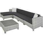 Tectake Salon bas de jardin AMY 5 places avec 2 sets de housses - gris clair