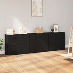 vidaXL Buffets 3 Pièces noir bois d'ingénierie