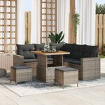 vidaXL Ensemble de canapé de jardin 8 Pièces Gris polyrotin