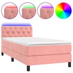 vidaXL Sommier à lattes de lit avec matelas et LED Rose 80x200 cm