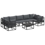vidaXL Ensemble de canapé de jardin 8 Pièces Noir Aluminium
