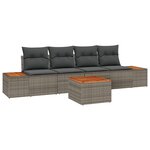 Ensemble de Canapés de Jardin de 5 Pièces avec Coussins Gris en Poly Rotin Acacia