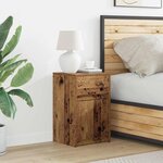 vidaXL Armoire de chevet LED 2 Pièces Bois ancien 38 x 34 x 61 cm
