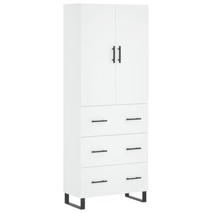 vidaXL Buffet haut Blanc 69 5x34x180 cm Bois d'ingénierie