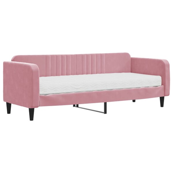 vidaXL Lit de jour avec matelas rose 80x200 cm velours